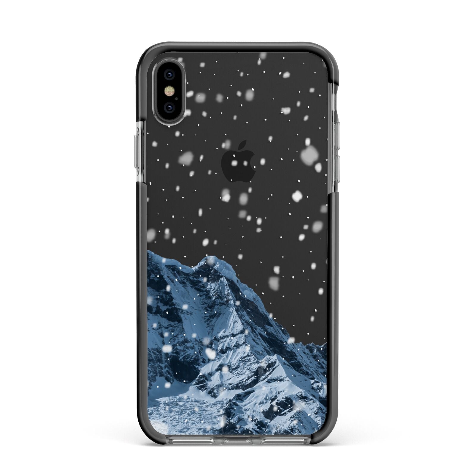 Mountain Snow Scene Apple iPhone Xs Max Impact Case Black Edge on Black Phone