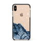 Mountain Snow Scene Apple iPhone Xs Max Impact Case Black Edge on Gold Phone