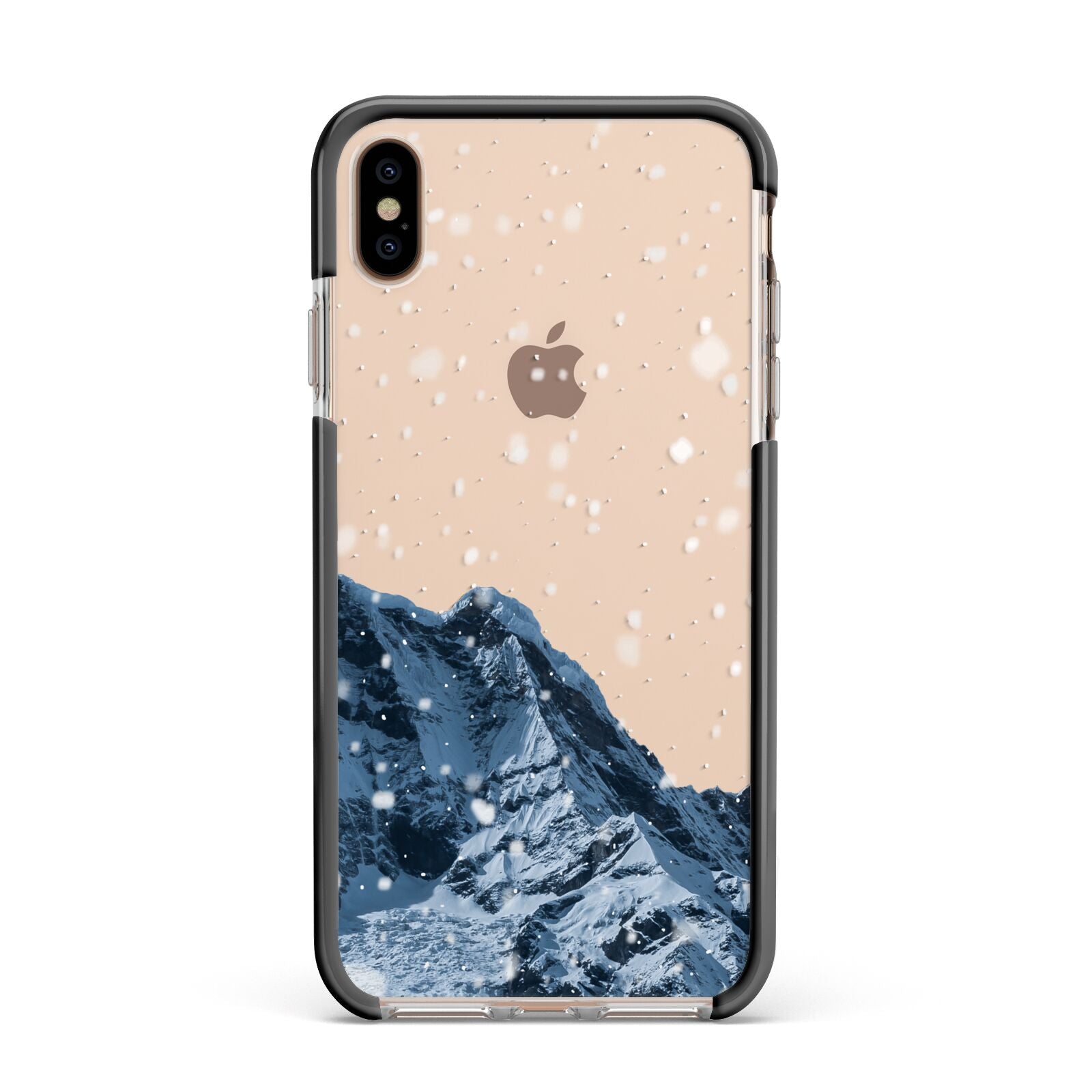 Mountain Snow Scene Apple iPhone Xs Max Impact Case Black Edge on Gold Phone