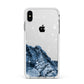 Mountain Snow Scene Apple iPhone Xs Max Impact Case White Edge on Silver Phone
