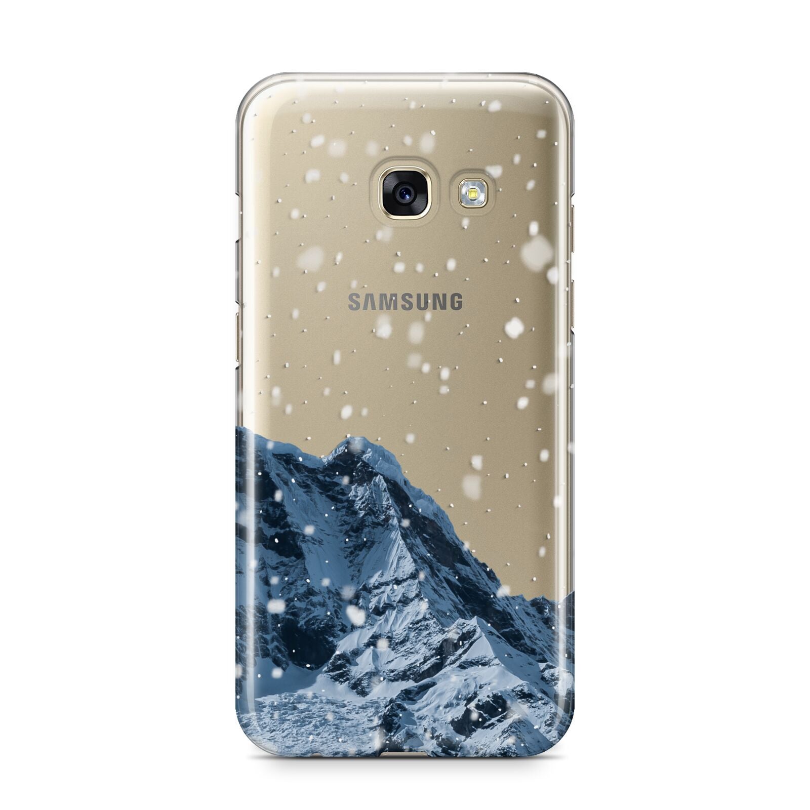 Mountain Snow Scene Samsung Galaxy A3 2017 Case on gold phone