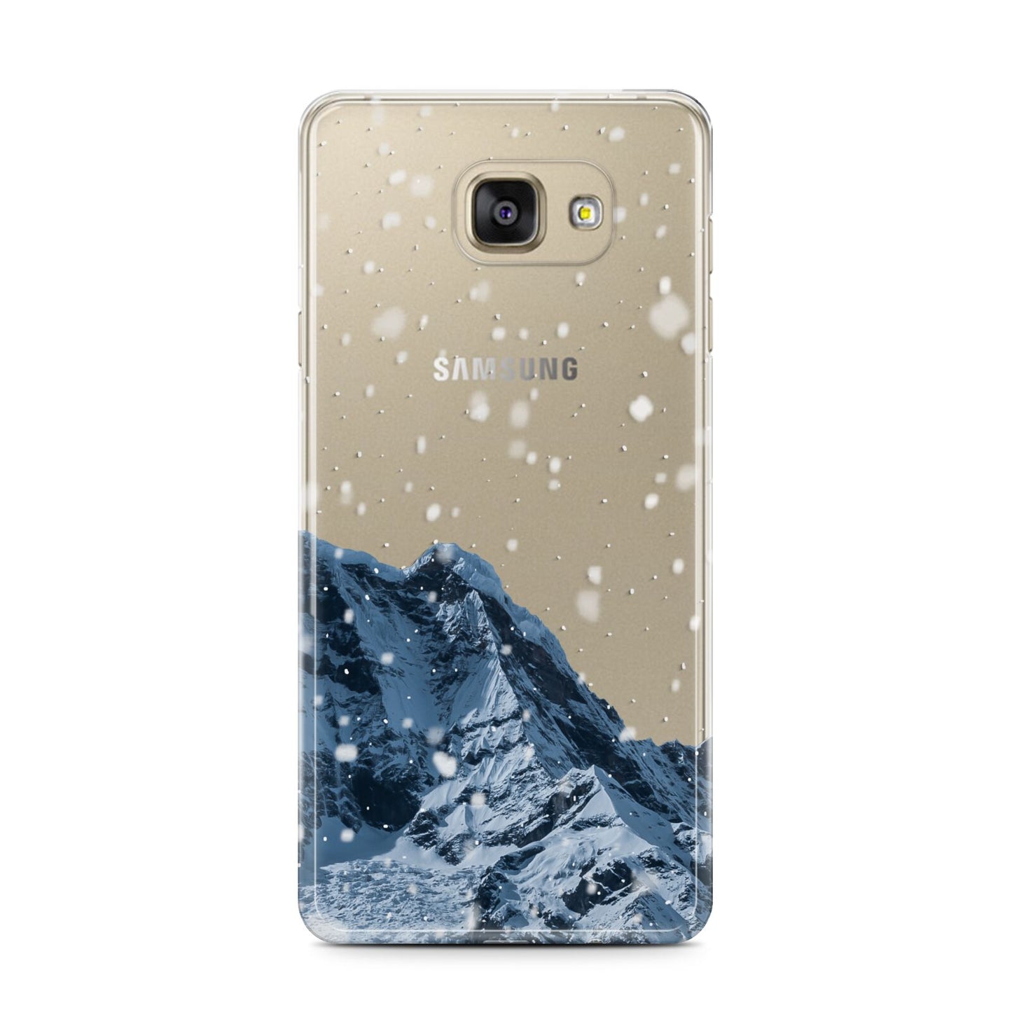 Mountain Snow Scene Samsung Galaxy A7 2016 Case on gold phone