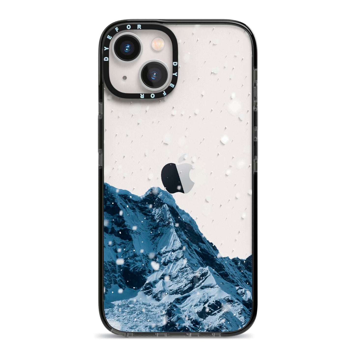 Mountain Snow Scene iPhone 13 Black Impact Case on Silver phone