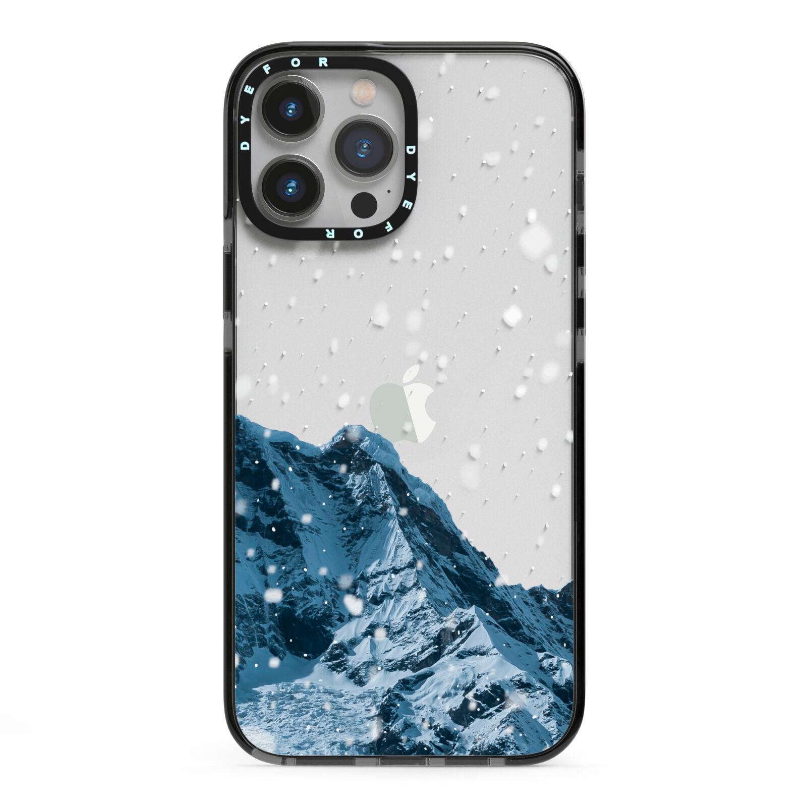 Mountain Snow Scene iPhone 13 Pro Max Black Impact Case on Silver phone