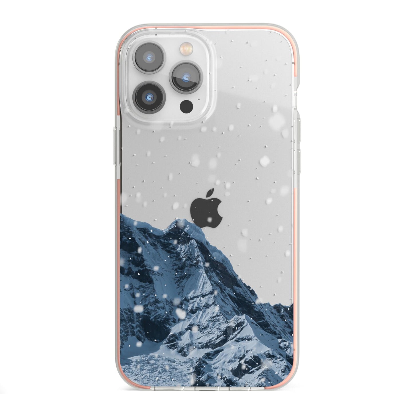 Mountain Snow Scene iPhone 13 Pro Max TPU Impact Case with Pink Edges