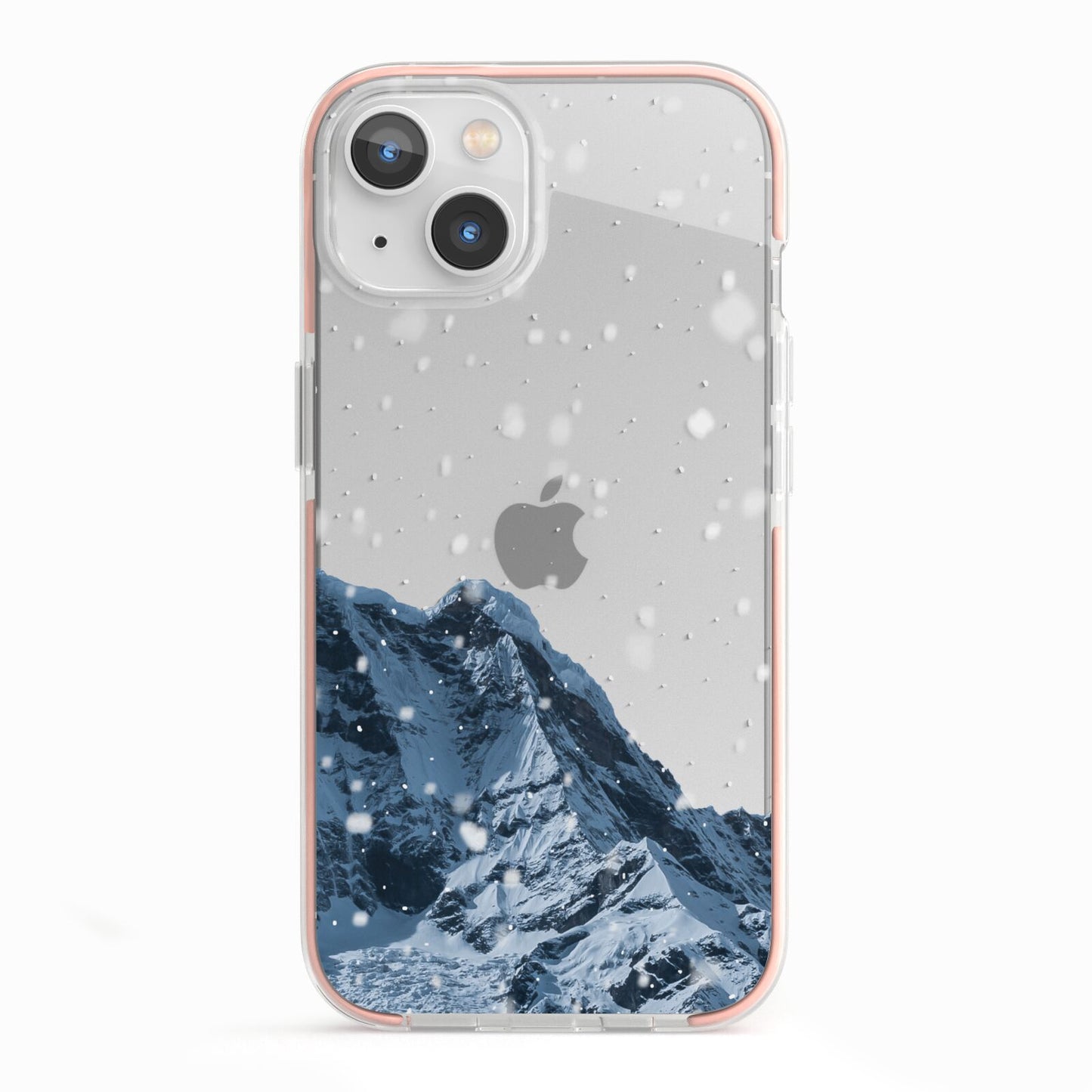 Mountain Snow Scene iPhone 13 TPU Impact Case with Pink Edges