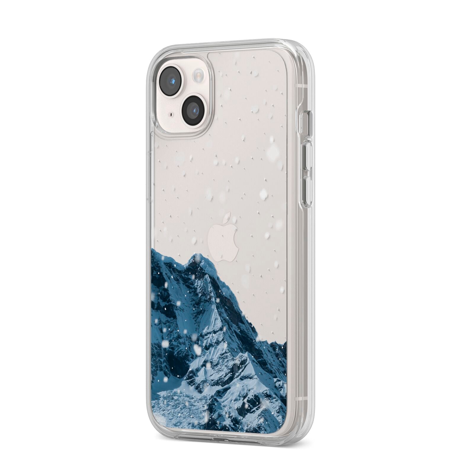 Mountain Snow Scene iPhone 14 Plus Clear Tough Case Starlight Angled Image