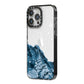 Mountain Snow Scene iPhone 14 Pro Max Black Impact Case Side Angle on Silver phone