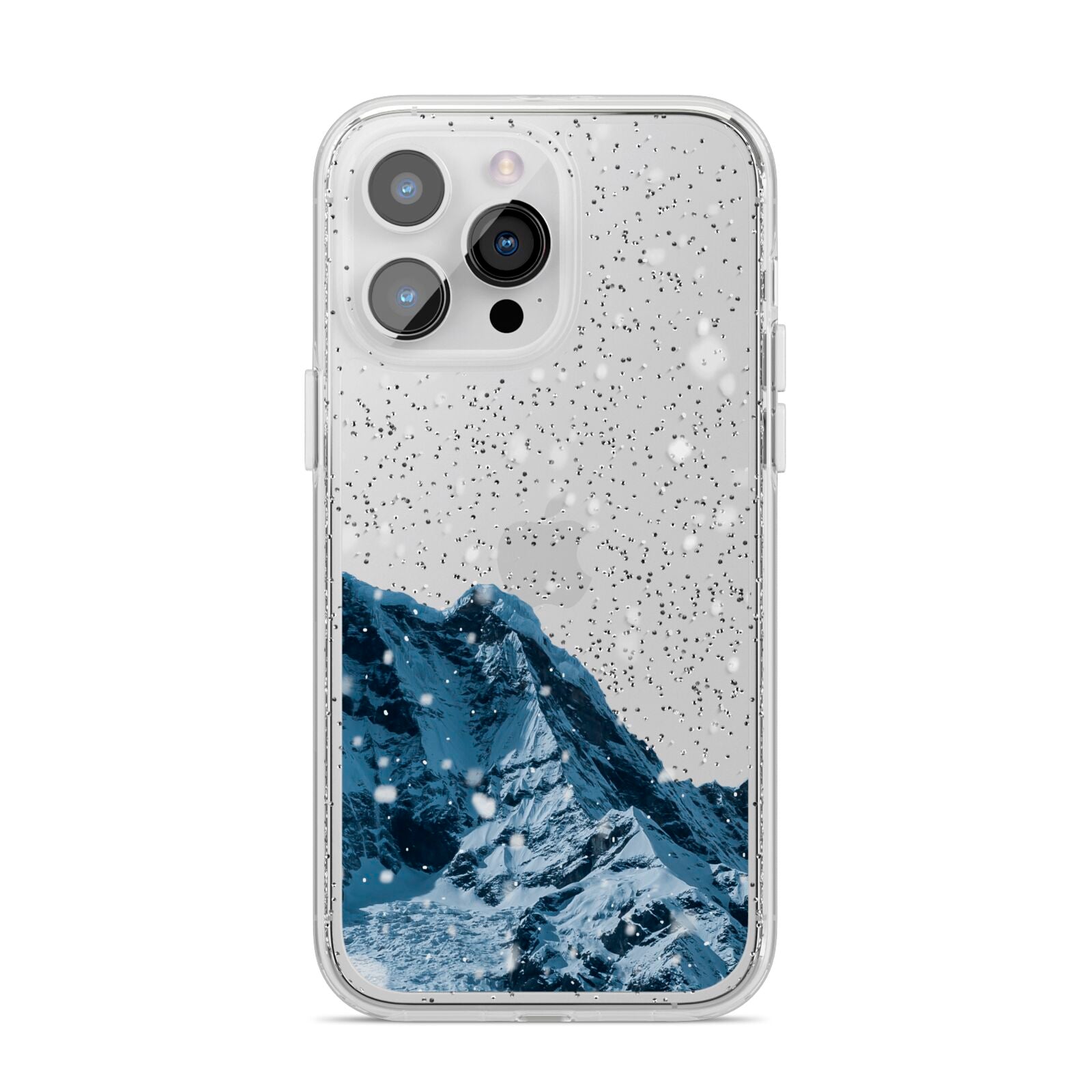 Mountain Snow Scene iPhone 14 Pro Max Glitter Tough Case Silver