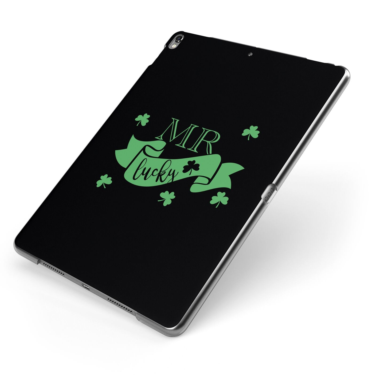 Mr Lucky Apple iPad Case on Grey iPad Side View