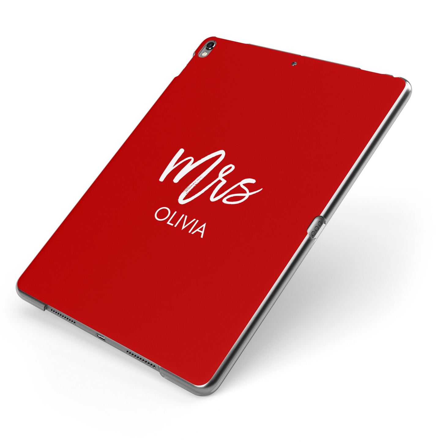 Mrs Custom Apple iPad Case on Grey iPad Side View