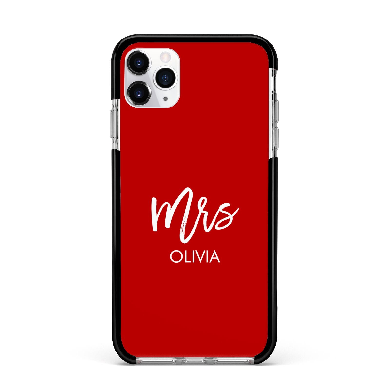 Mrs Custom Apple iPhone 11 Pro Max in Silver with Black Impact Case