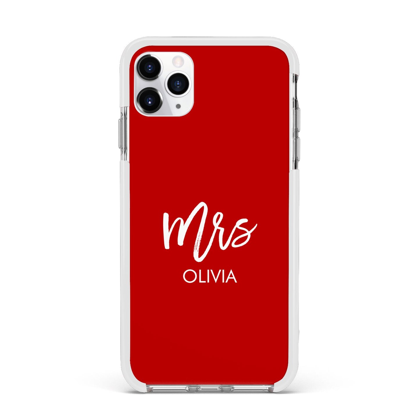 Mrs Custom Apple iPhone 11 Pro Max in Silver with White Impact Case