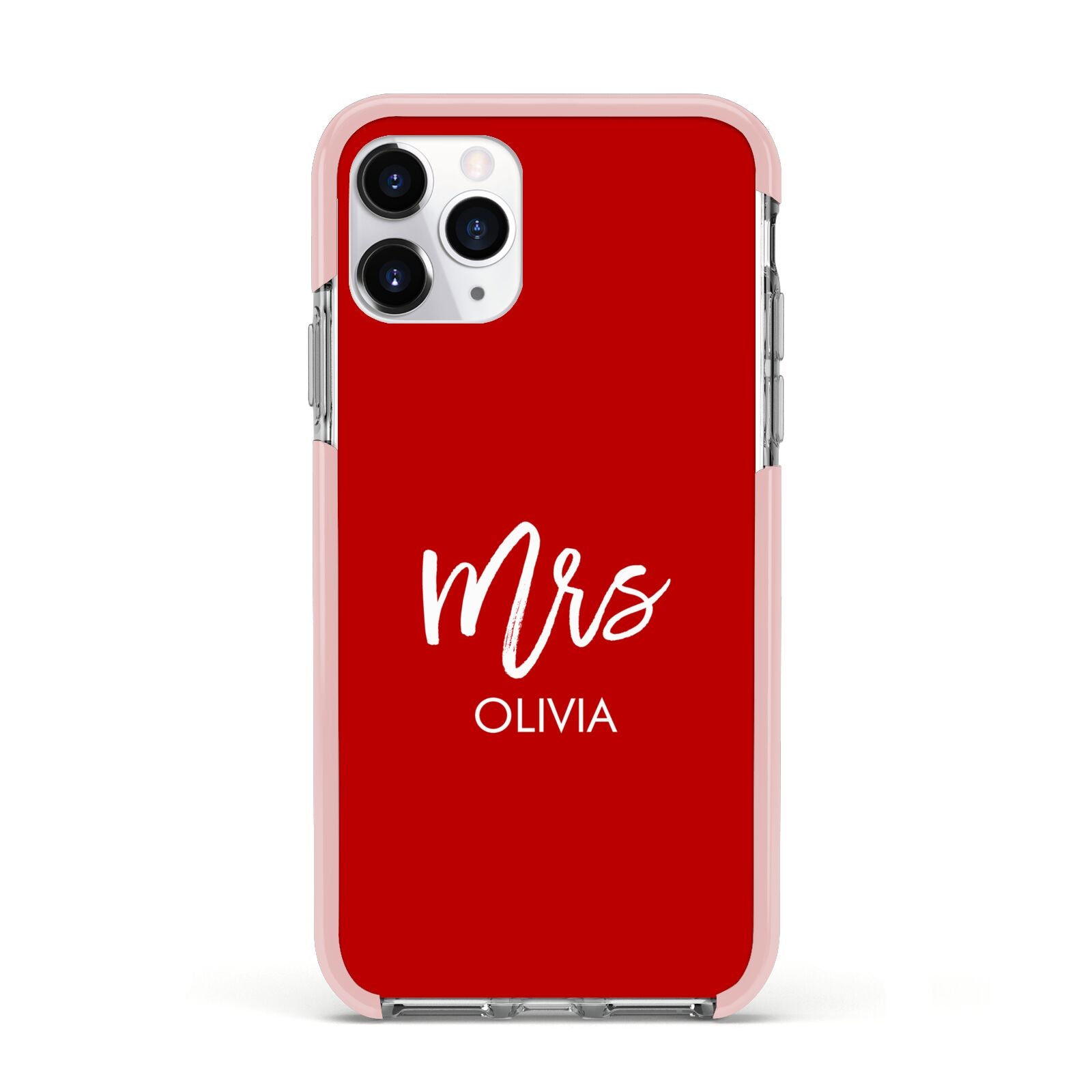 Mrs Custom Apple iPhone 11 Pro in Silver with Pink Impact Case