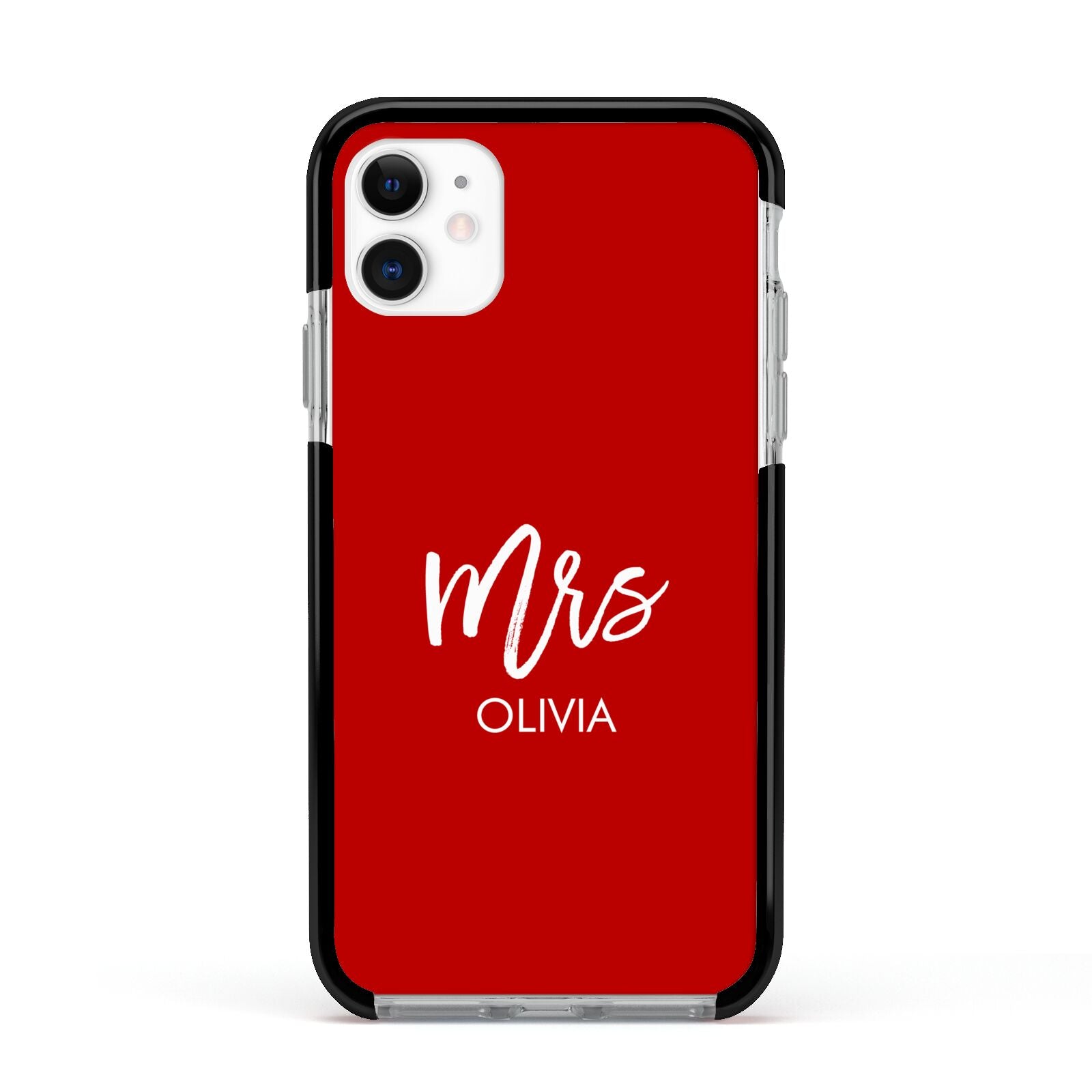 Mrs Custom Apple iPhone 11 in White with Black Impact Case