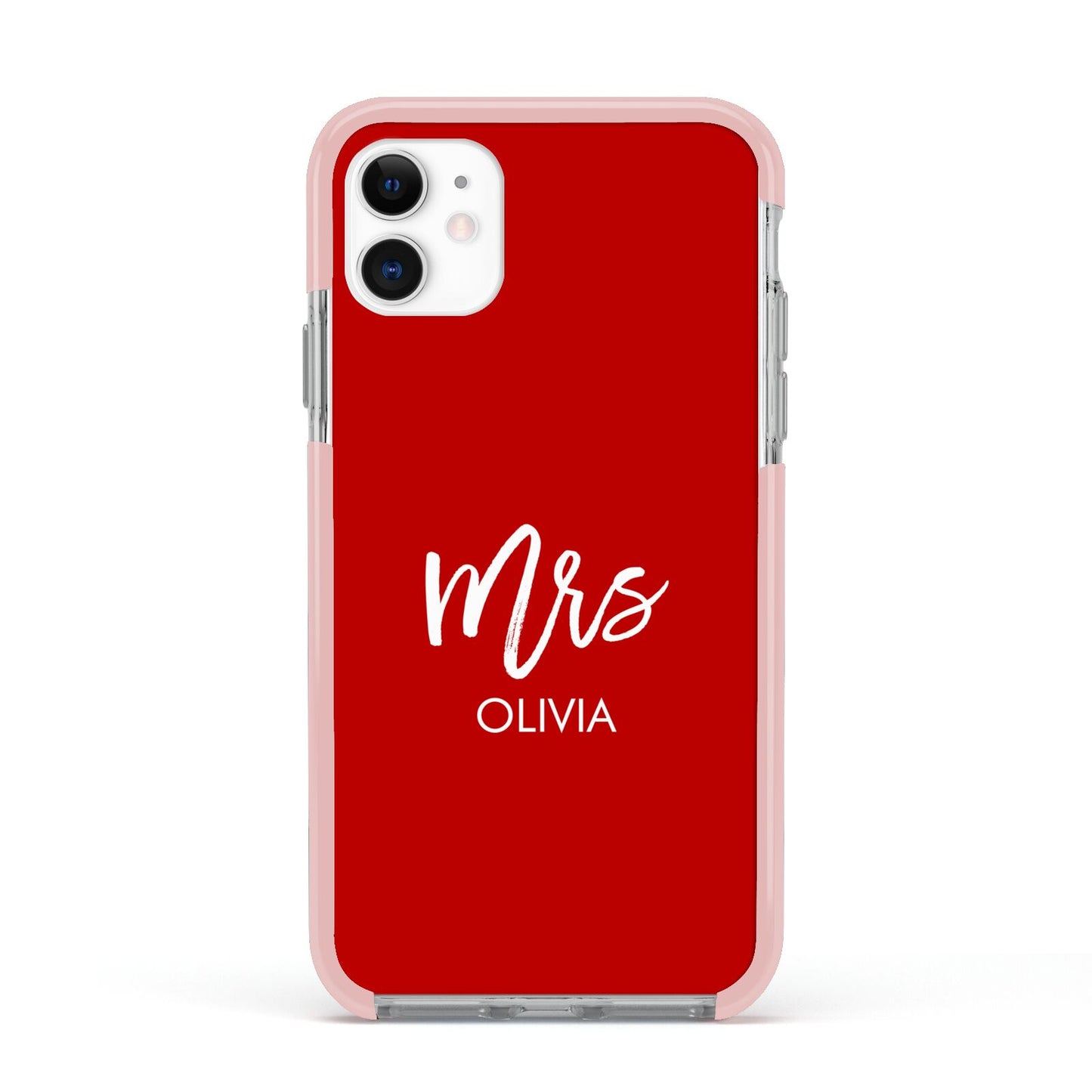 Mrs Custom Apple iPhone 11 in White with Pink Impact Case