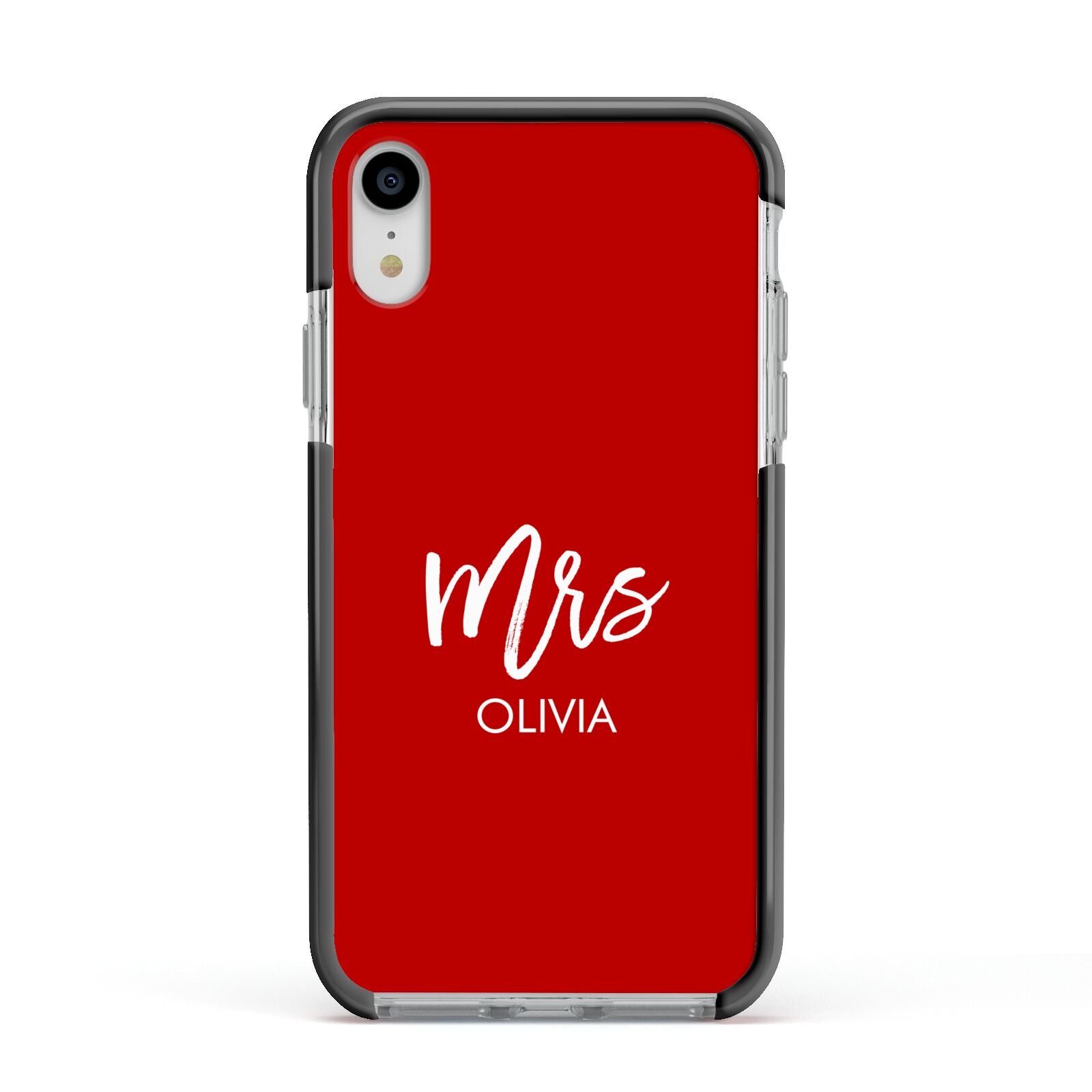 Mrs Custom Apple iPhone XR Impact Case Black Edge on Silver Phone