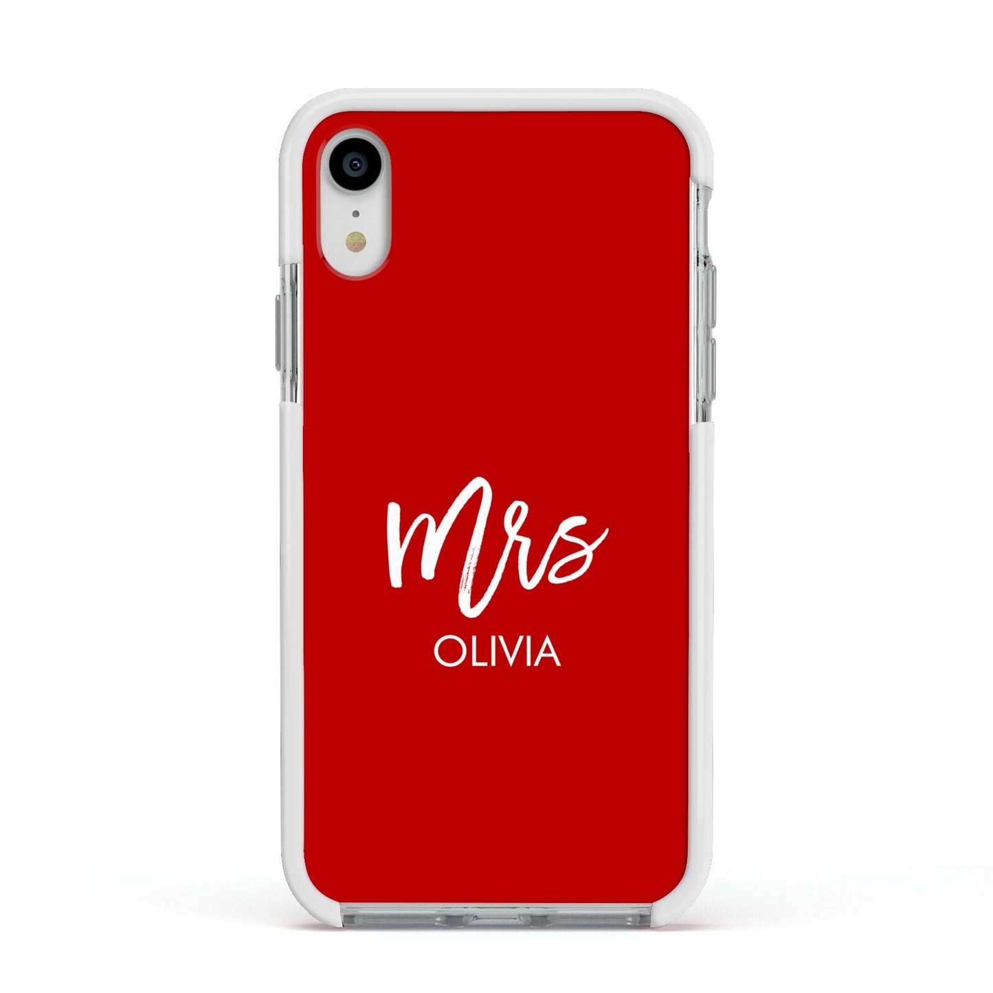 Mrs Custom Apple iPhone XR Impact Case White Edge on Silver Phone