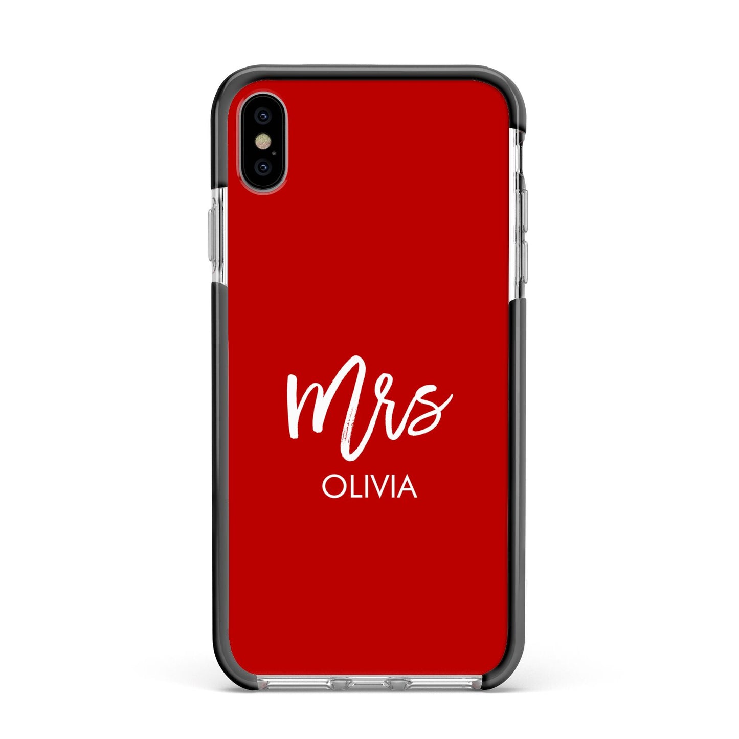 Mrs Custom Apple iPhone Xs Max Impact Case Black Edge on Silver Phone