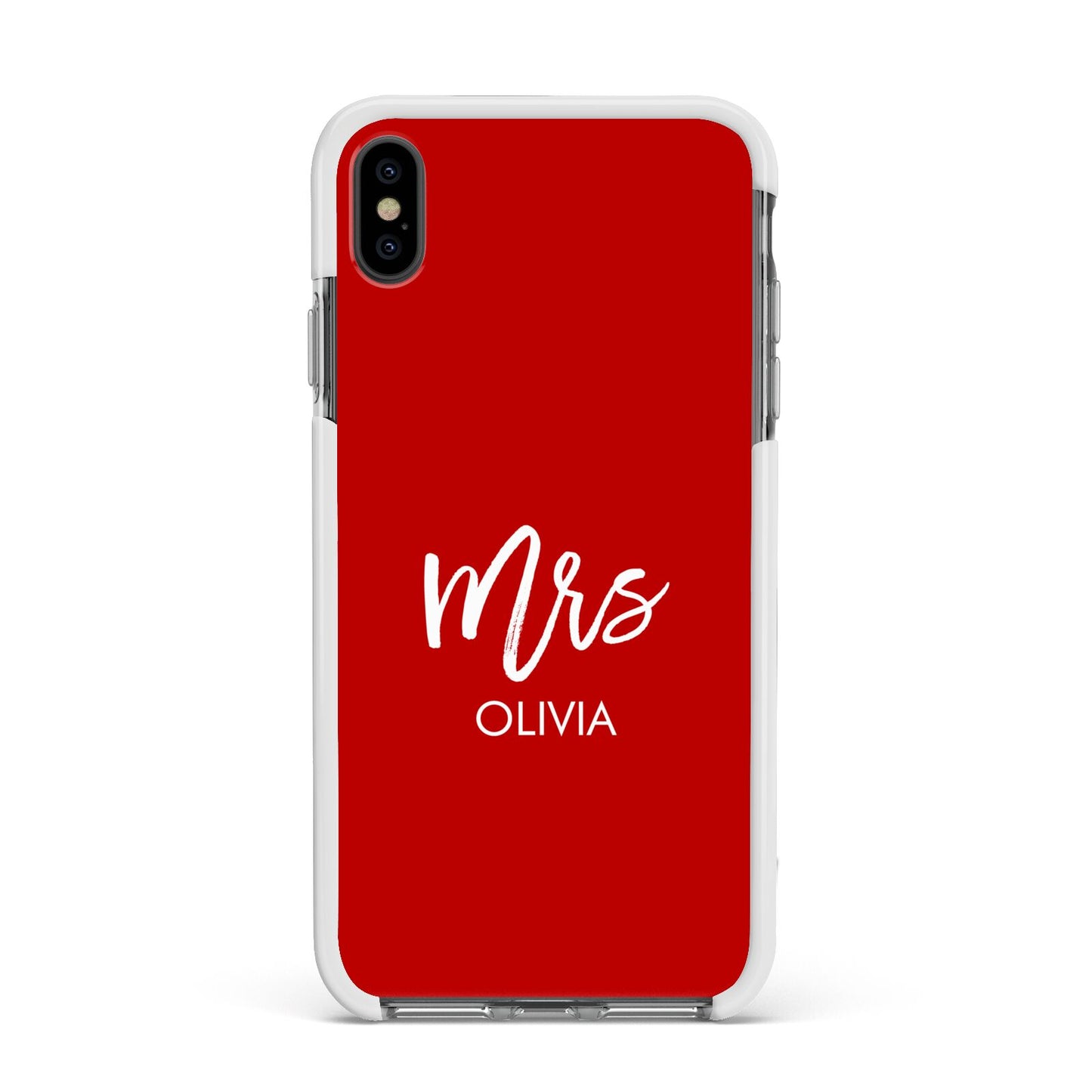 Mrs Custom Apple iPhone Xs Max Impact Case White Edge on Black Phone