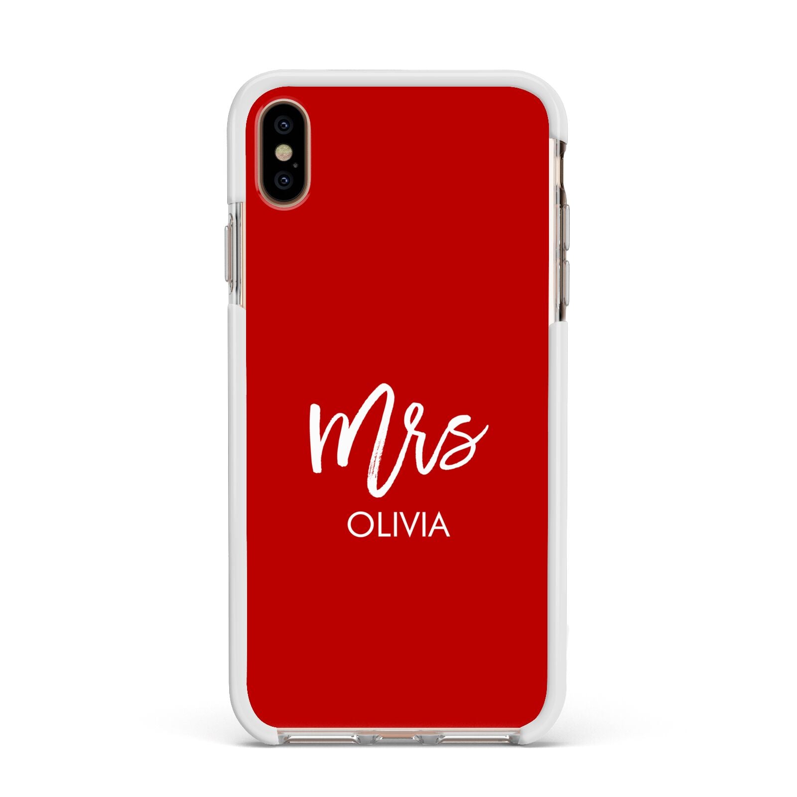 Mrs Custom Apple iPhone Xs Max Impact Case White Edge on Gold Phone