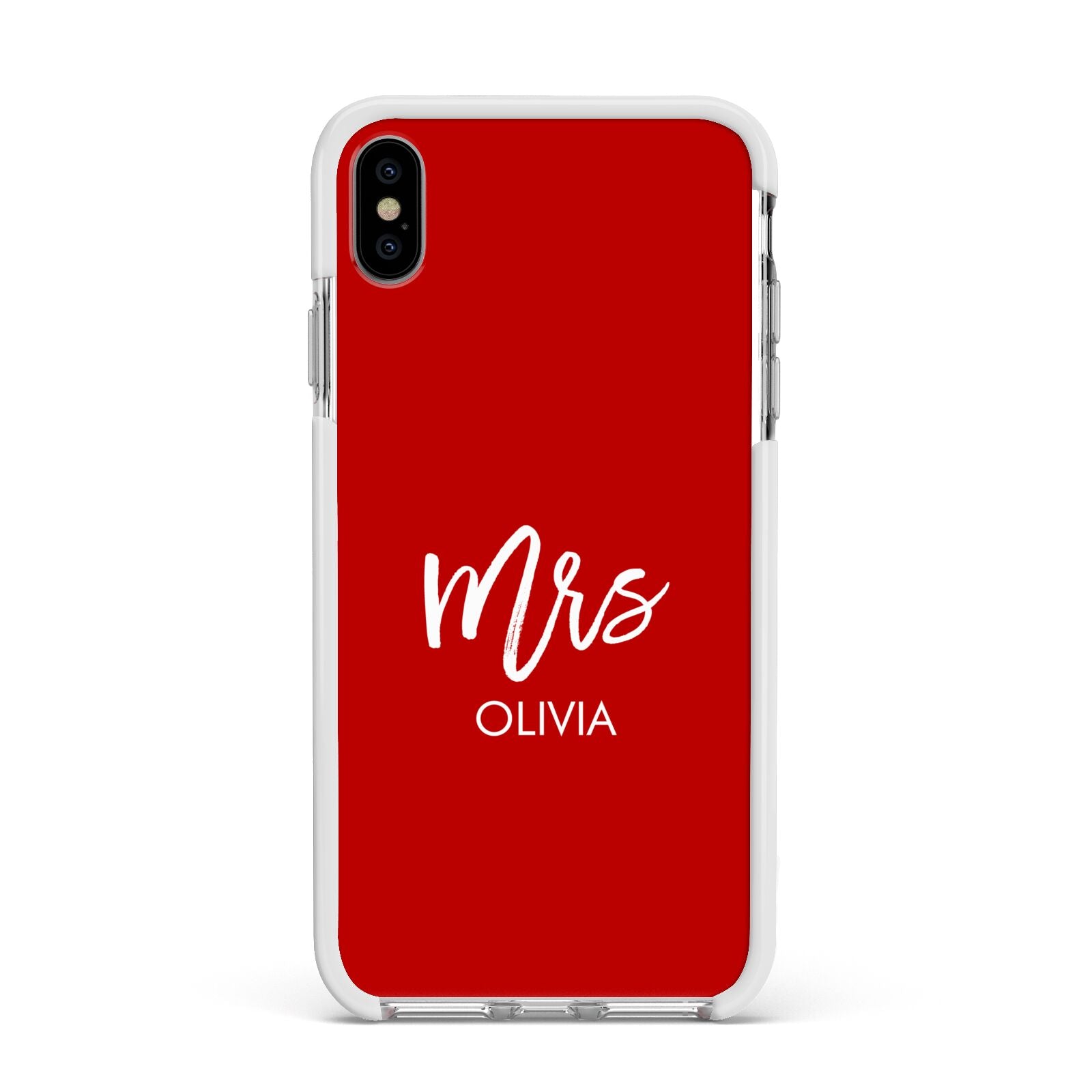 Mrs Custom Apple iPhone Xs Max Impact Case White Edge on Silver Phone