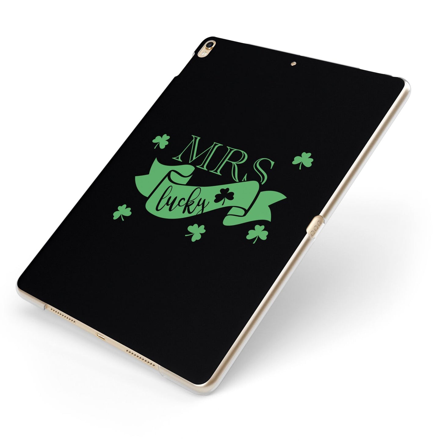 Mrs Lucky Apple iPad Case on Gold iPad Side View