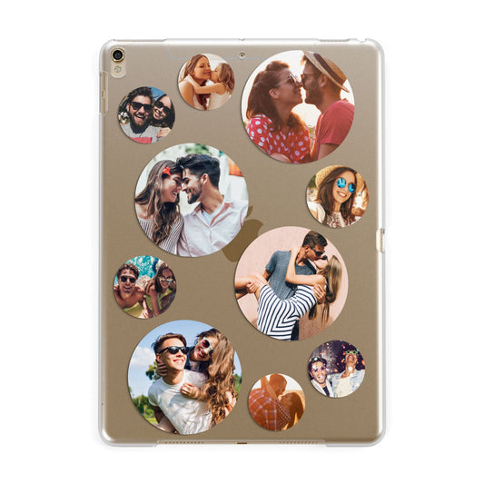 Multi Circular Photo Collage Upload Apple iPad Gold Case