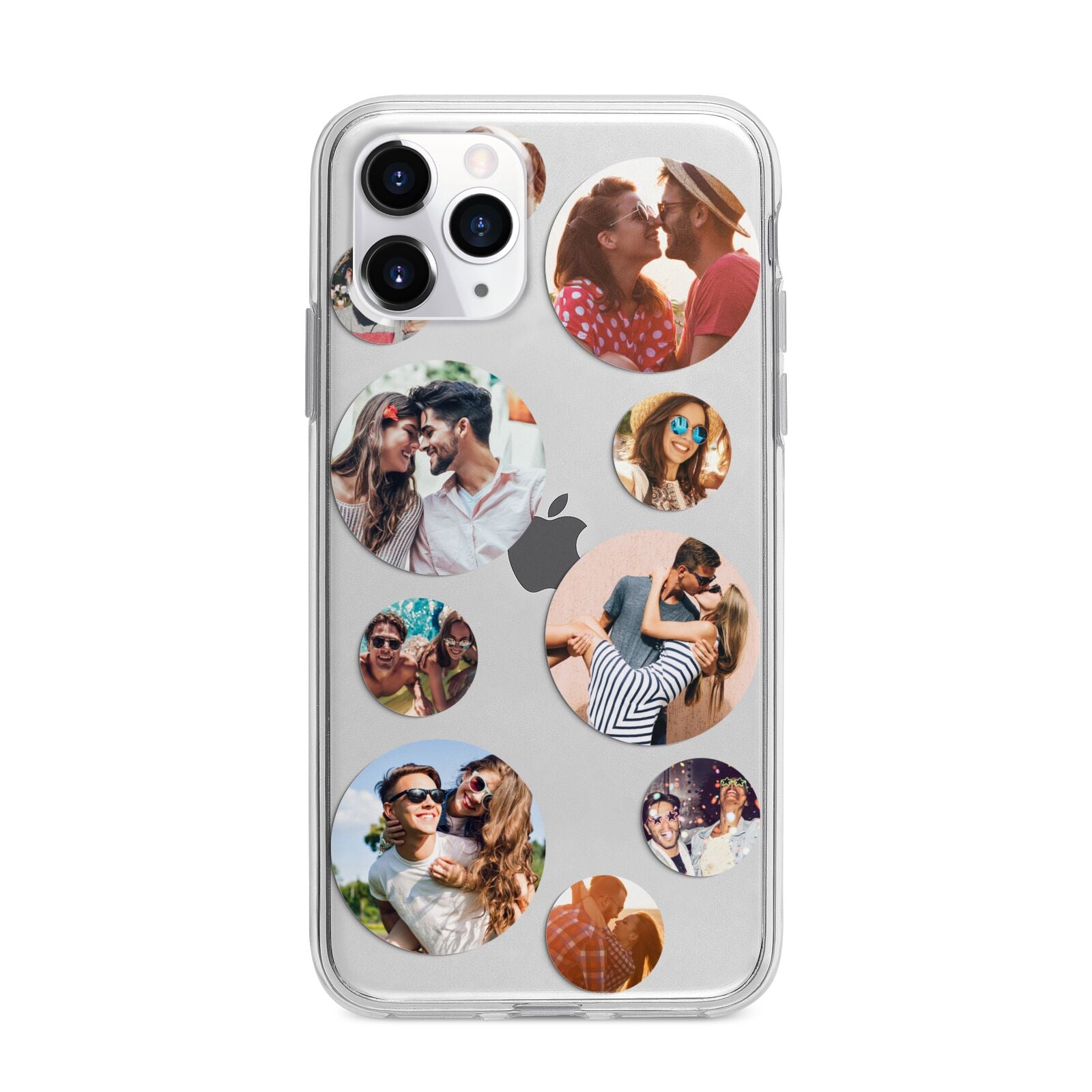 Multi Circular Photo Collage Upload Apple iPhone 11 Pro Max in Silver with Bumper Case