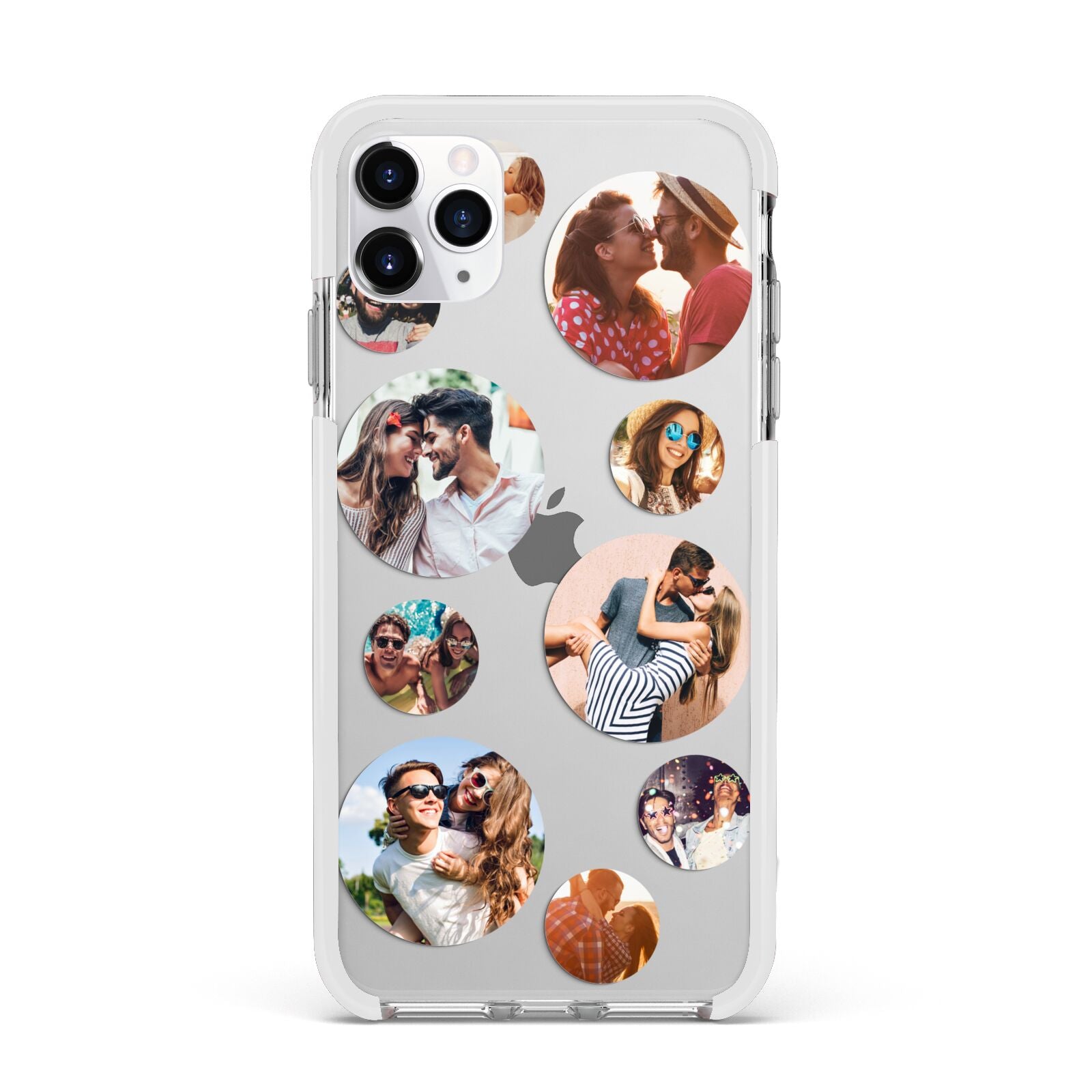 Multi Circular Photo Collage Upload Apple iPhone 11 Pro Max in Silver with White Impact Case
