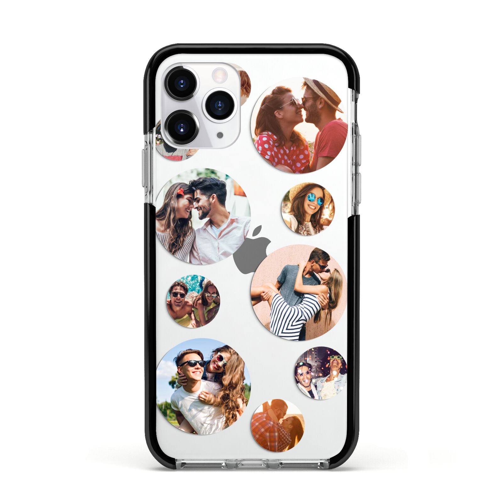 Multi Circular Photo Collage Upload Apple iPhone 11 Pro in Silver with Black Impact Case