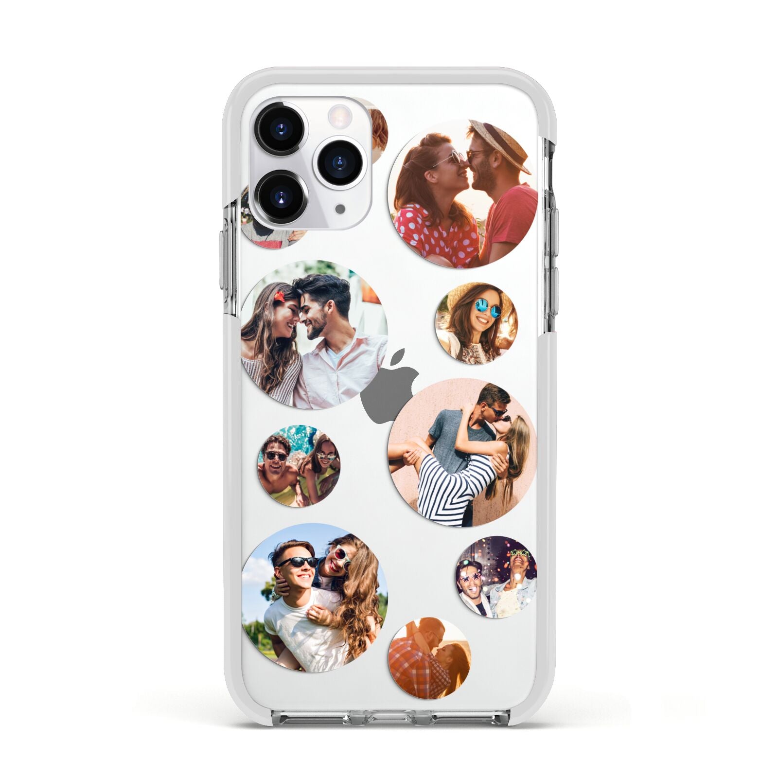 Multi Circular Photo Collage Upload Apple iPhone 11 Pro in Silver with White Impact Case