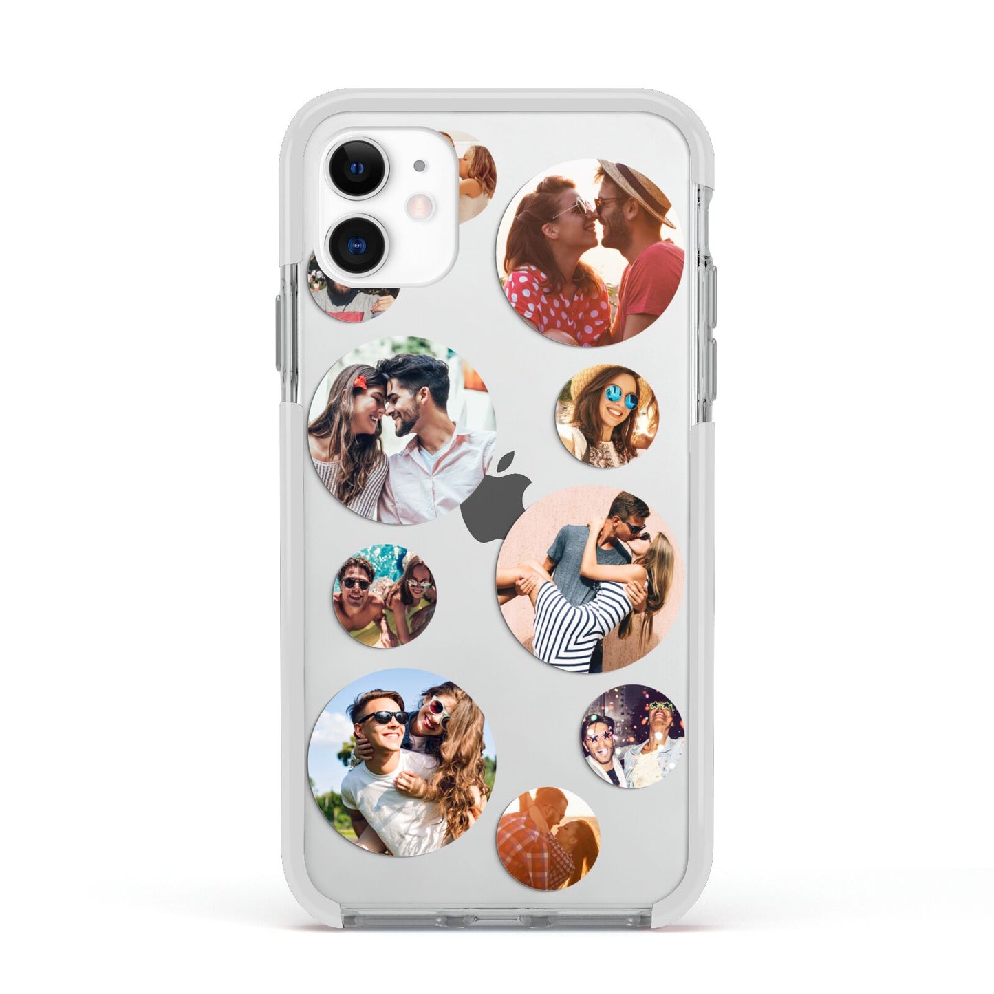 Multi Circular Photo Collage Upload Apple iPhone 11 in White with White Impact Case