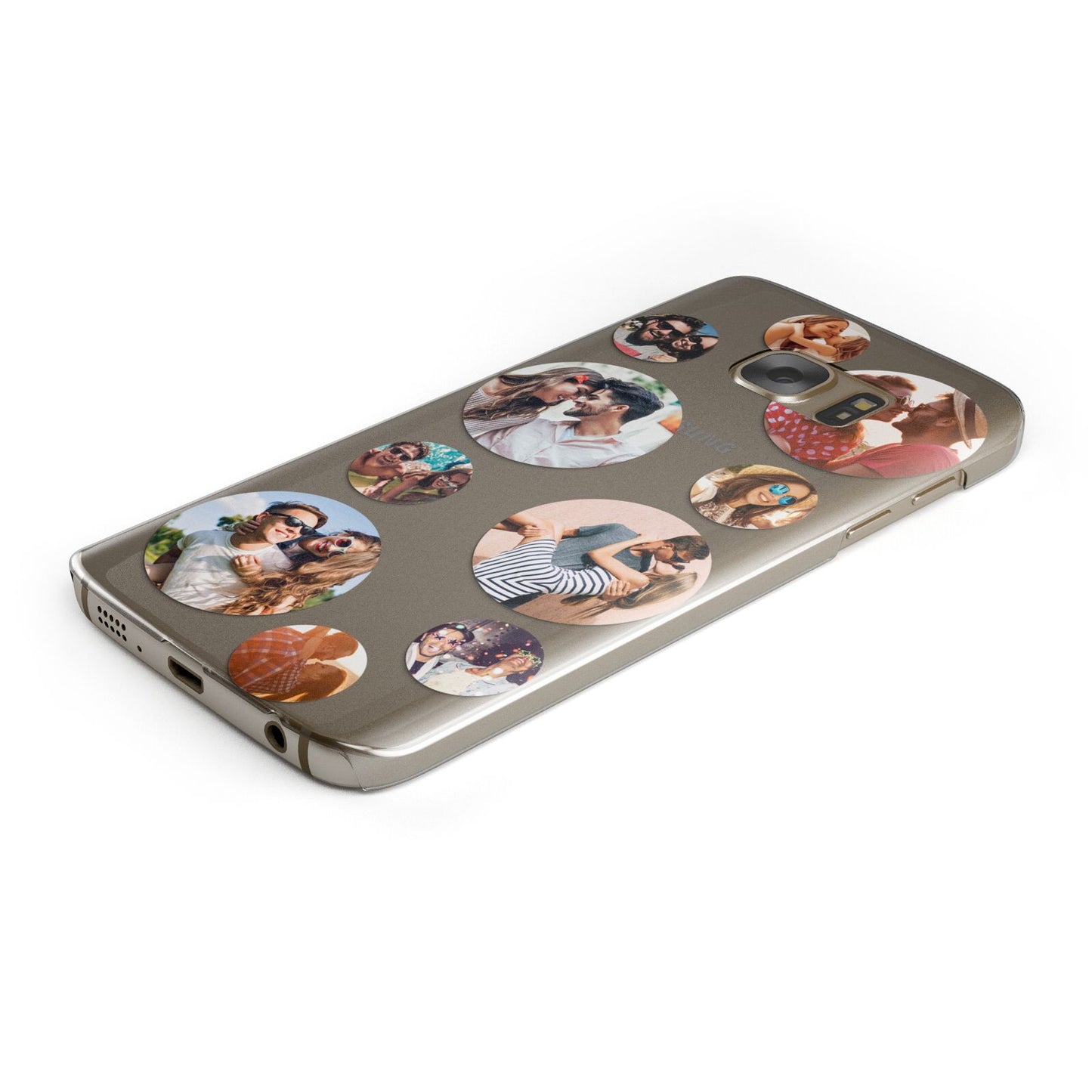 Multi Circular Photo Collage Upload Protective Samsung Galaxy Case Angled Image