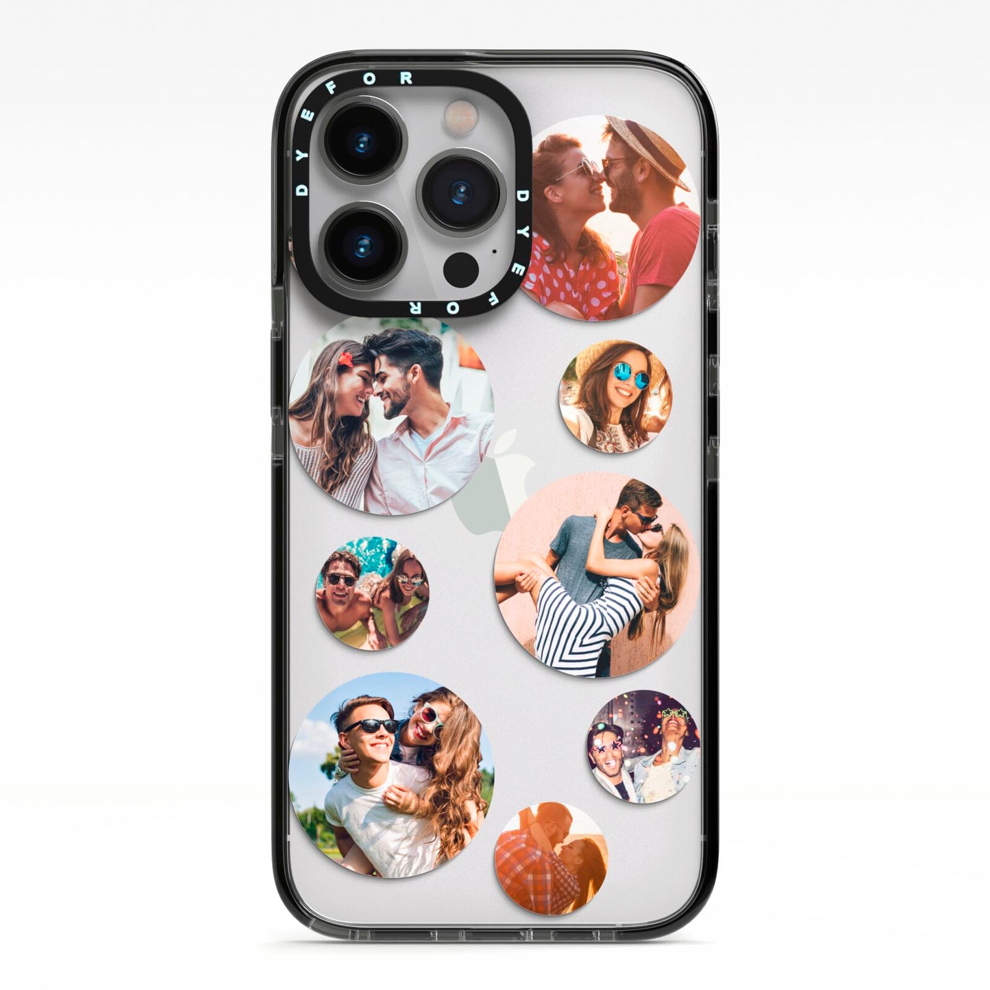 Multi Circular Photo Collage Upload iPhone 13 Pro Black Impact Case on Silver phone
