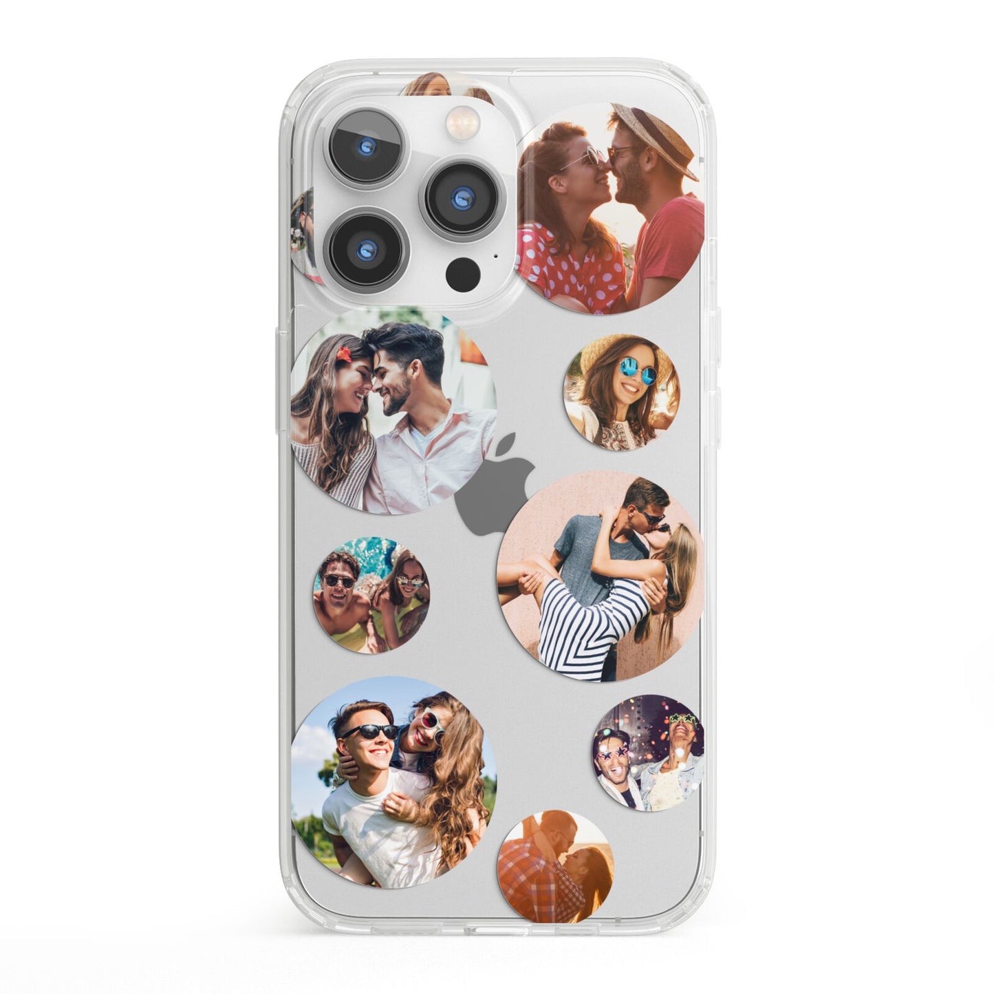 Multi Circular Photo Collage Upload iPhone 13 Pro Clear Bumper Case