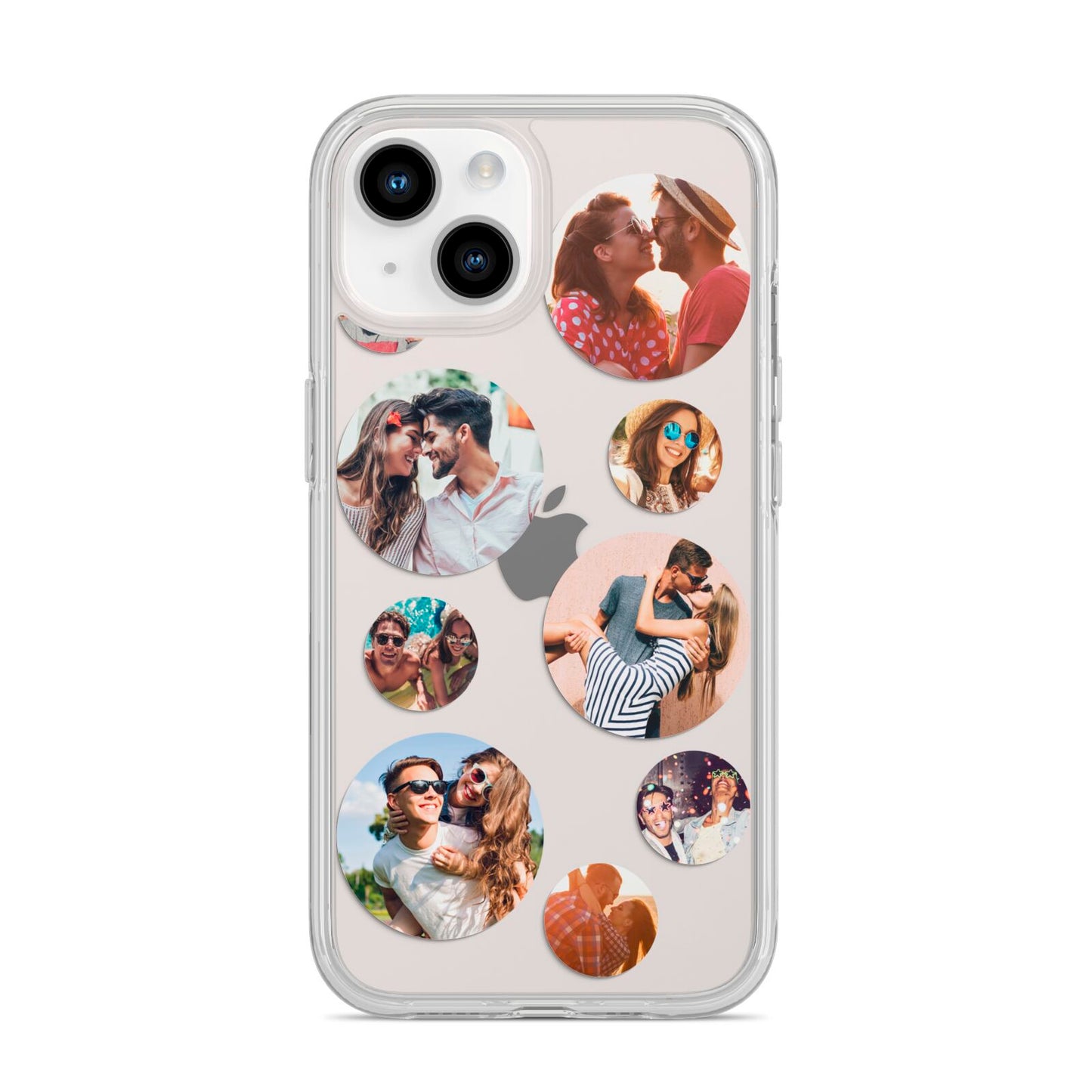 Multi Circular Photo Collage Upload iPhone 14 Clear Tough Case Starlight
