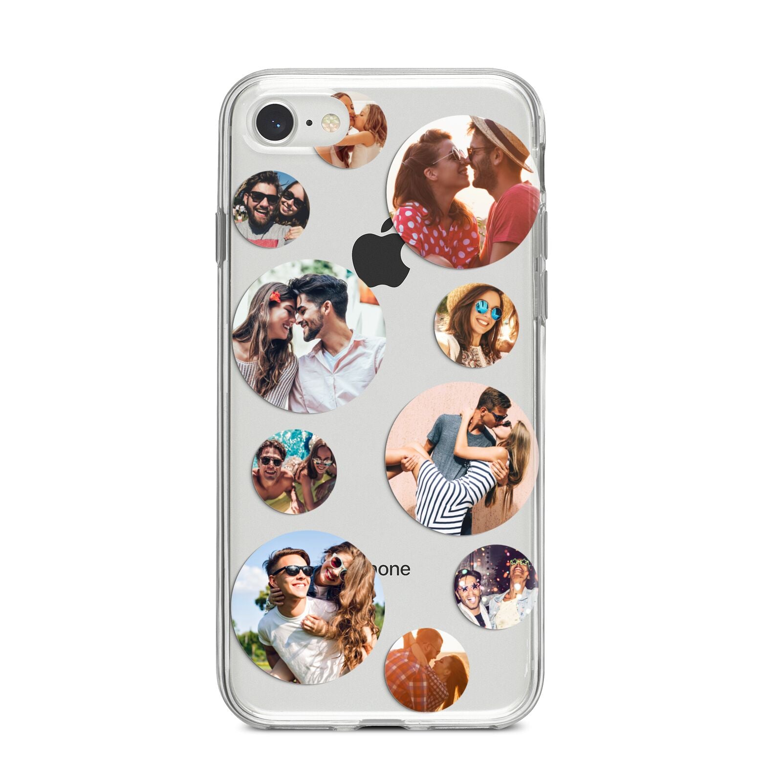 Multi Circular Photo Collage Upload iPhone 8 Bumper Case on Silver iPhone