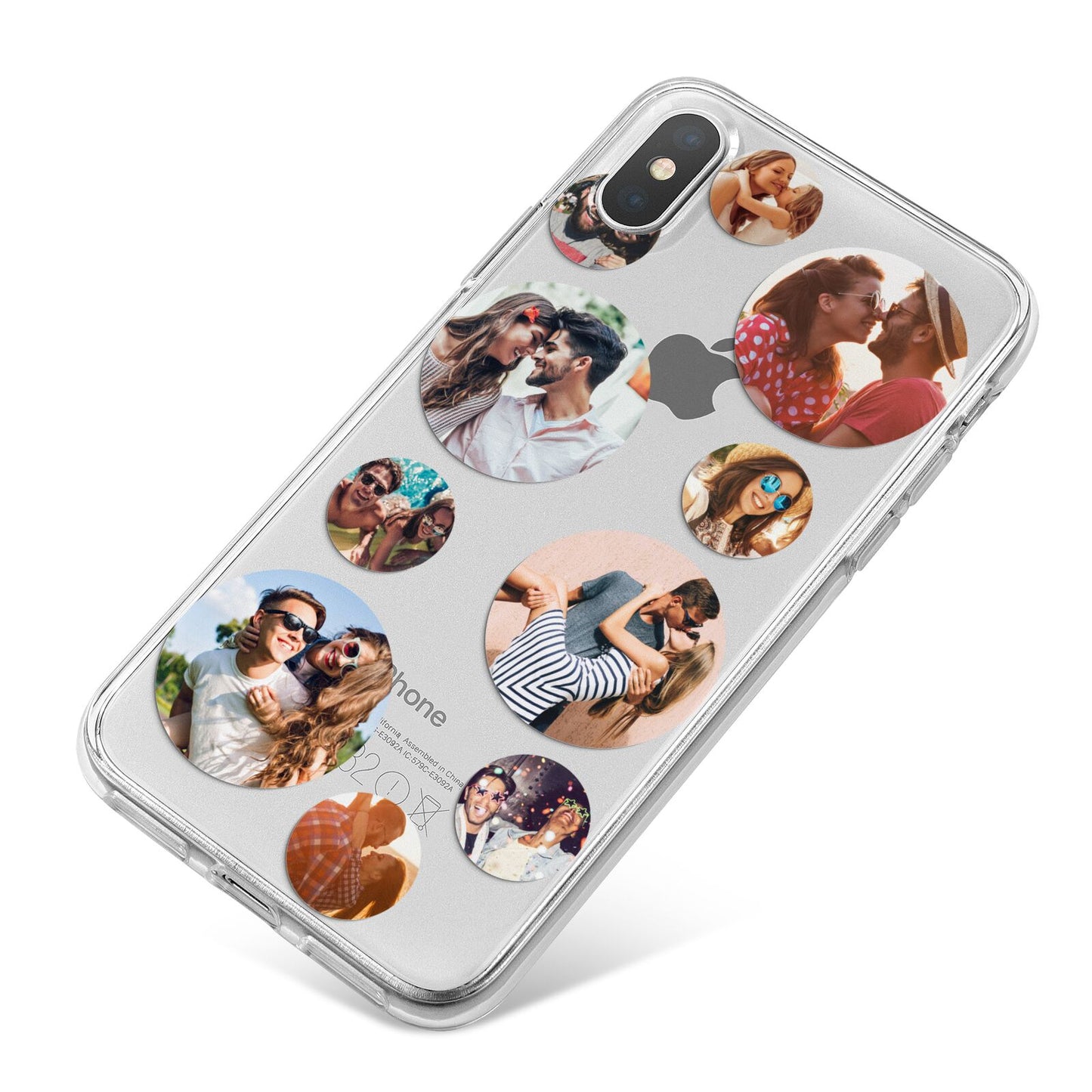 Multi Circular Photo Collage Upload iPhone X Bumper Case on Silver iPhone