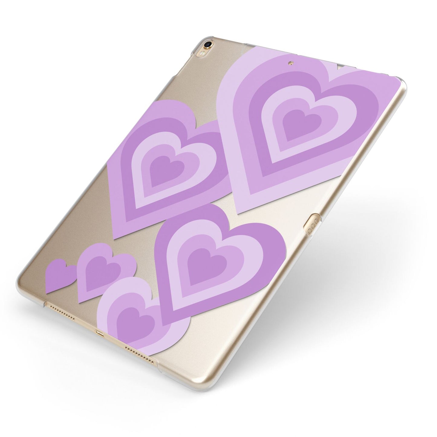 Multi Heart Apple iPad Case on Gold iPad Side View