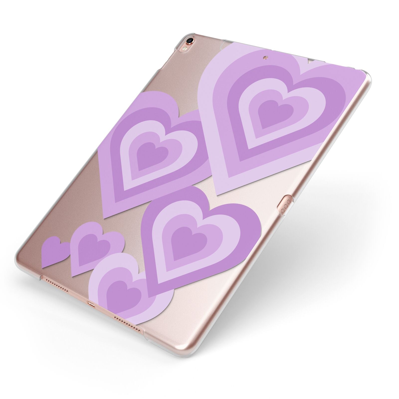 Multi Heart Apple iPad Case on Rose Gold iPad Side View