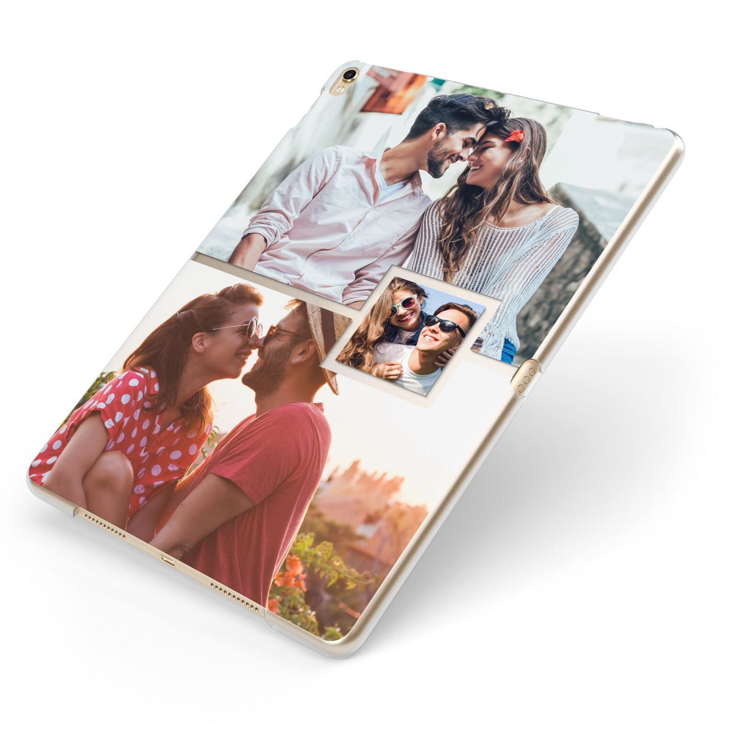 Multi Photo Square Collage Apple iPad Case on Gold iPad Side View