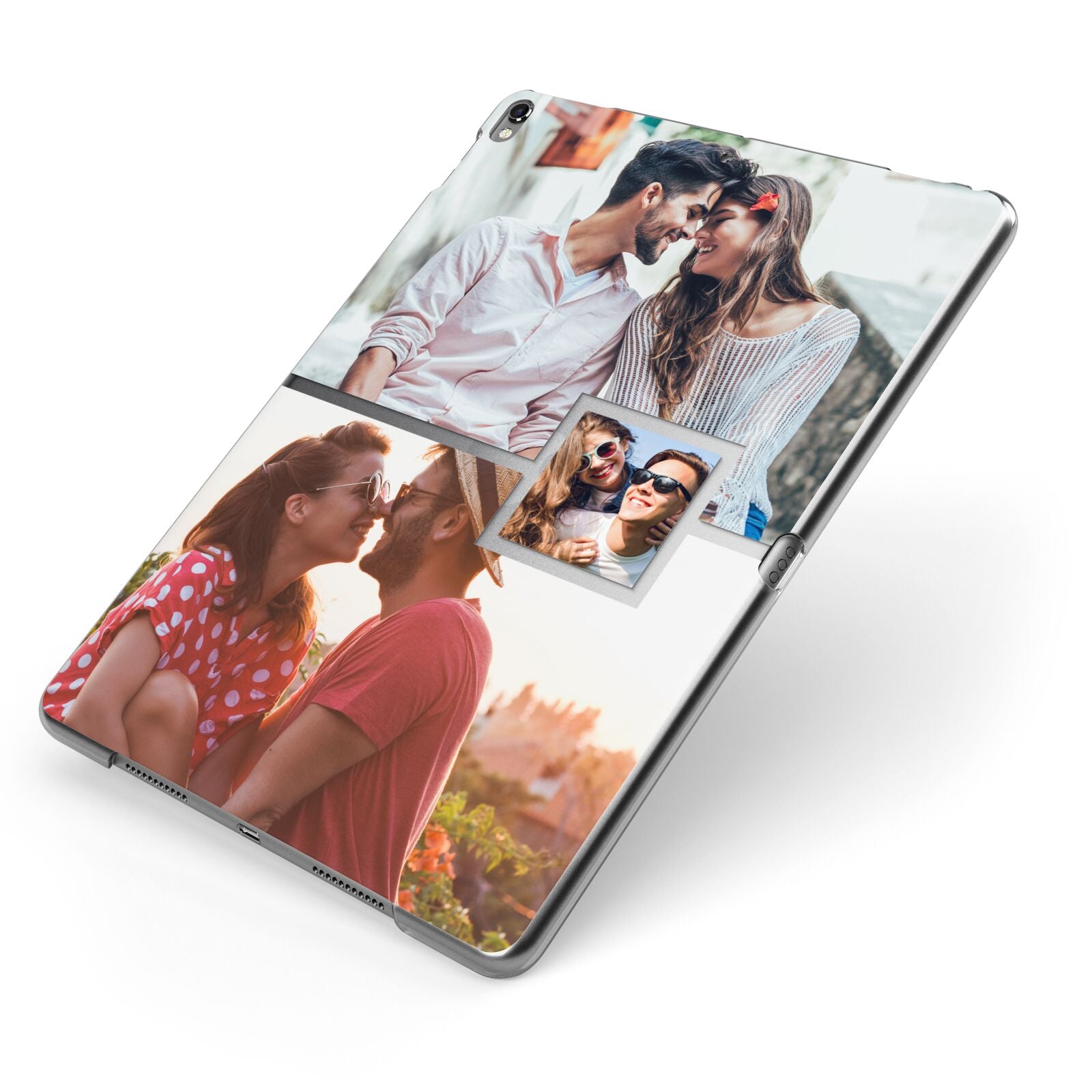 Multi Photo Square Collage Apple iPad Case on Grey iPad Side View