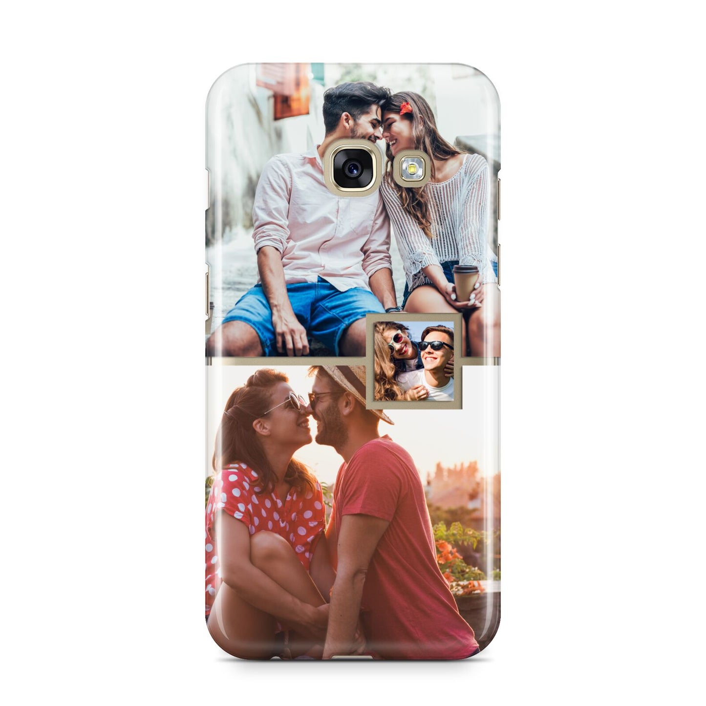 Multi Photo Square Collage Samsung Galaxy A3 2017 Case on gold phone