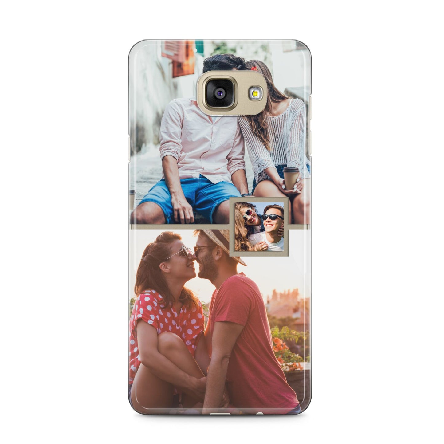 Multi Photo Square Collage Samsung Galaxy A5 2016 Case on gold phone