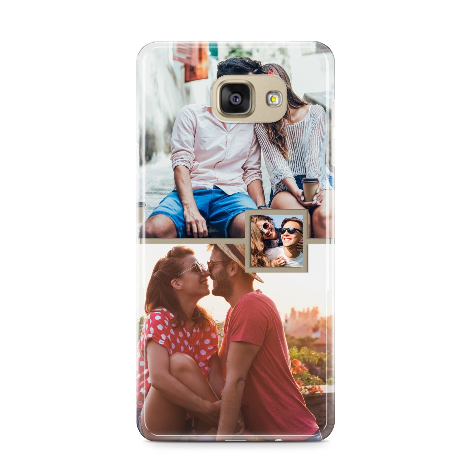 Multi Photo Square Collage Samsung Galaxy A9 2016 Case on gold phone