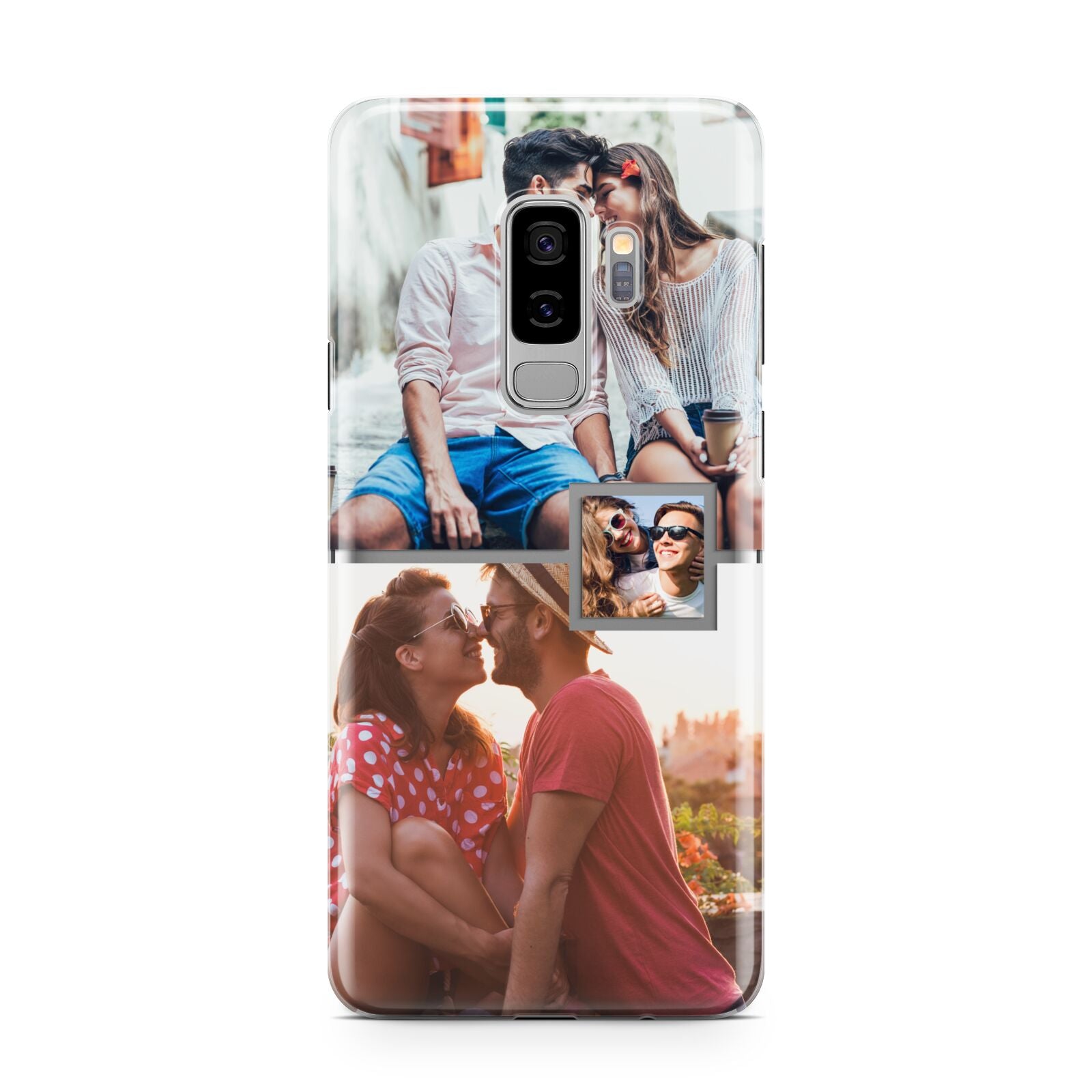 Multi Photo Square Collage Samsung Galaxy S9 Plus Case on Silver phone