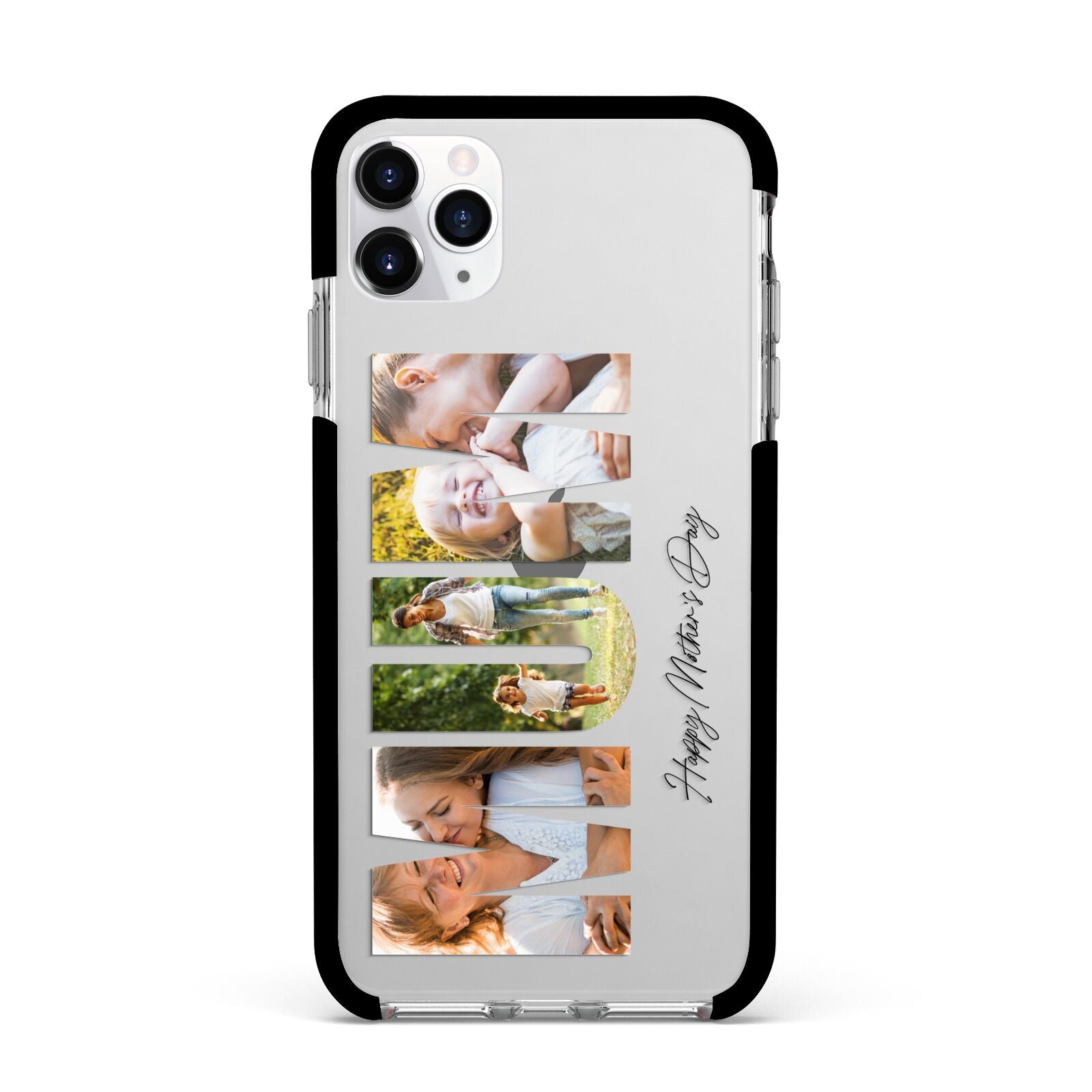 Mum Letters Photo Upload Apple iPhone 11 Pro Max in Silver with Black Impact Case