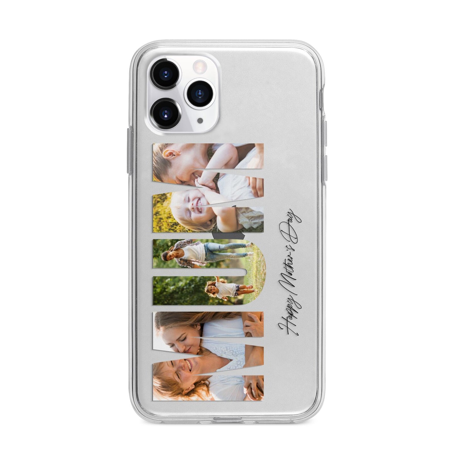 Mum Letters Photo Upload Apple iPhone 11 Pro Max in Silver with Bumper Case