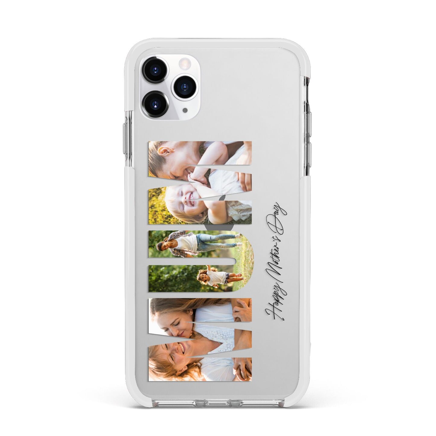 Mum Letters Photo Upload Apple iPhone 11 Pro Max in Silver with White Impact Case